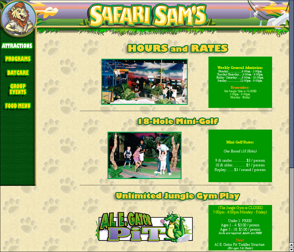 Safari Sam's Web Site