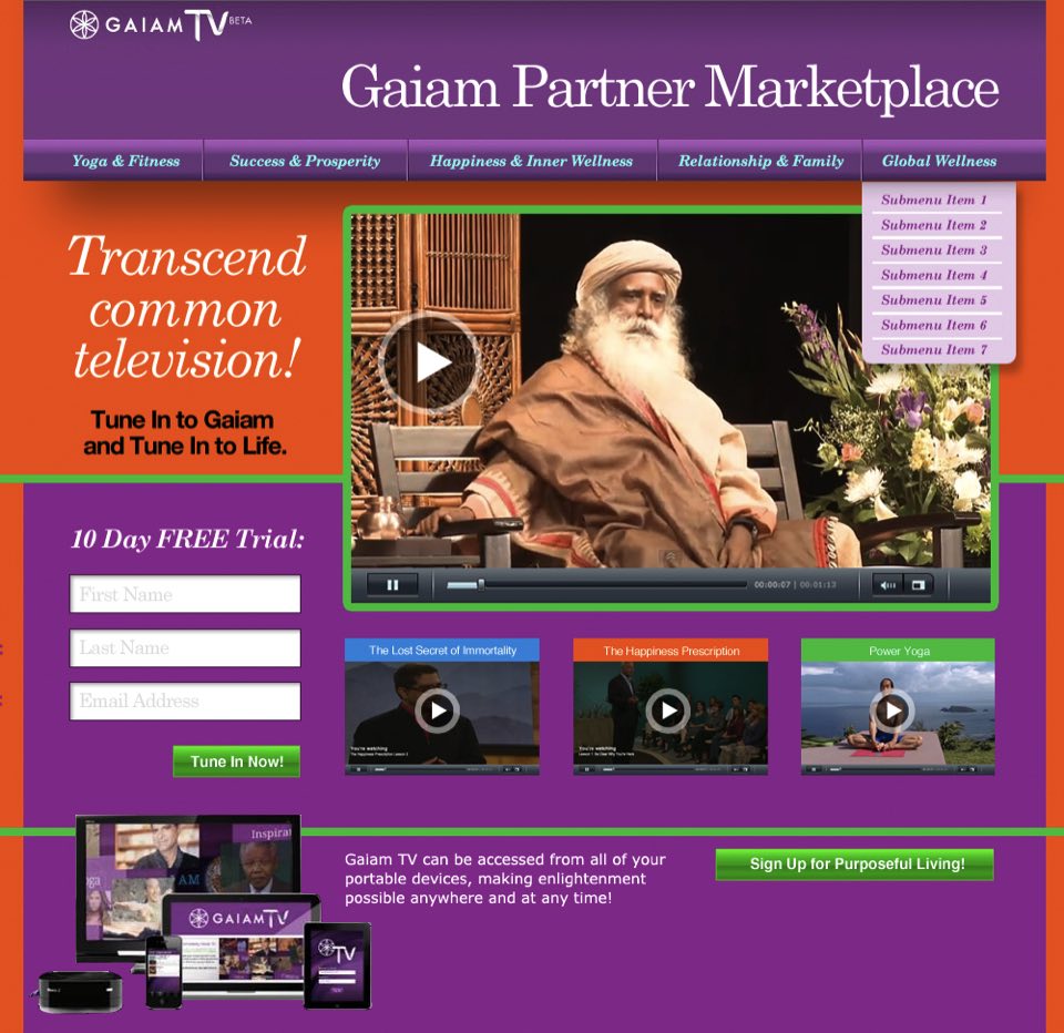 GaiamTV Squeeze Page Designs