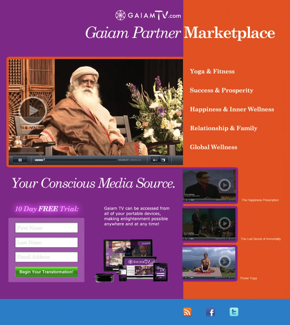 GaiamTV Squeeze Page Designs