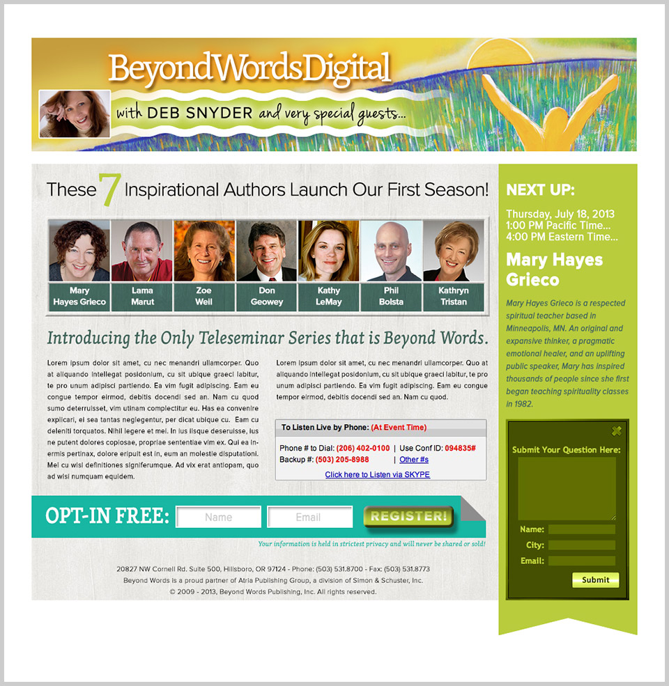 Beyond Words Teleseminar Page Design