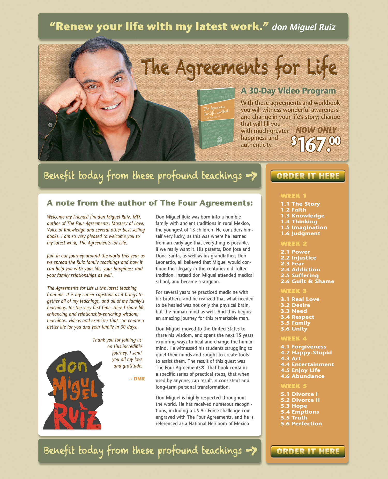 donMiguel Ruiz New Agreements for Life Squeeze Page