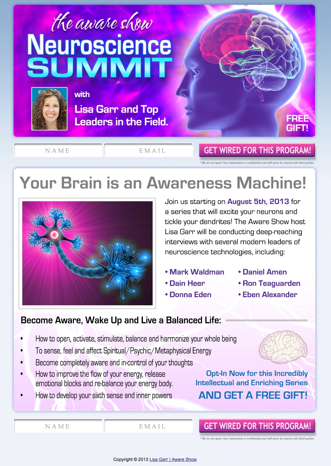The Aware Show NeuroSummit I Squeeze Page