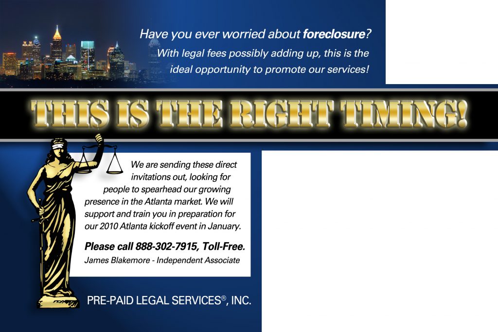 Prepaid Legal Direct Mail Postcards