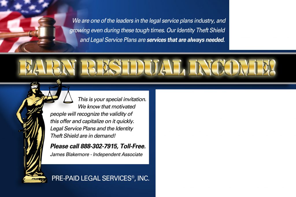 Prepaid Legal Direct Mail Postcards