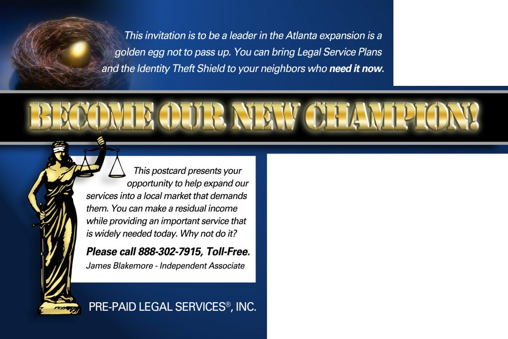 Prepaid Legal Direct Mail Postcards