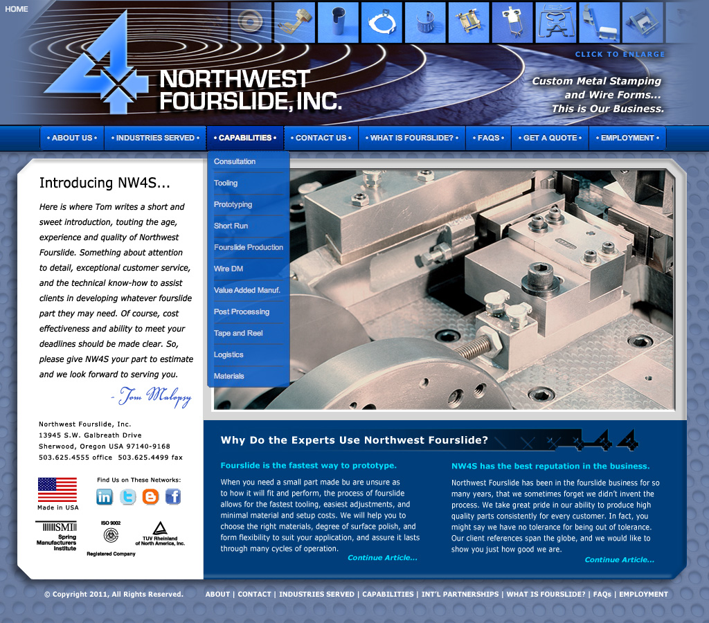 Northwest Fourslide Web Site Design