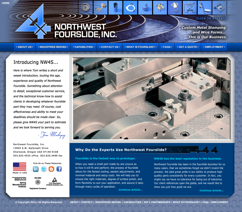 Northwest Fourslide Web Site Design