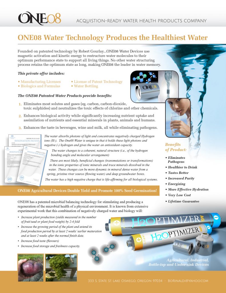 One08 H2Optimizer Quantum Water One-Sheet