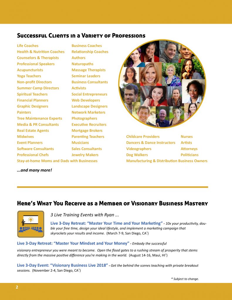 Visionary Business Mastery Brochure