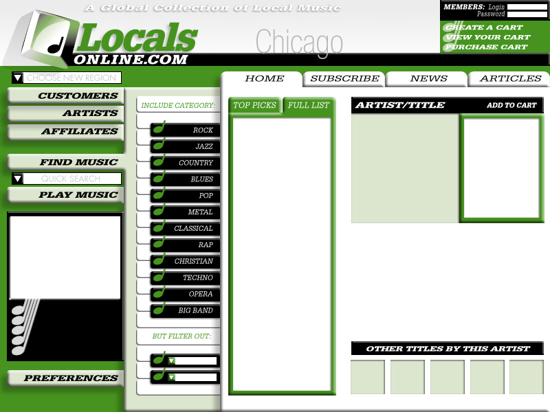 Locals Online Radio Web Site Layouts