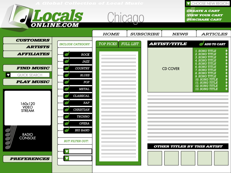 Locals Online Radio Web Site Layouts