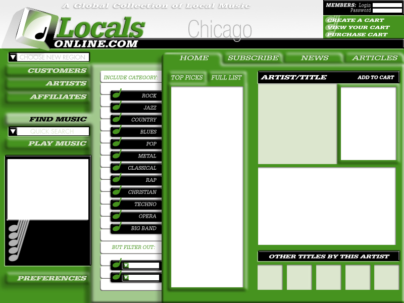 Locals Online Radio Web Site Layouts