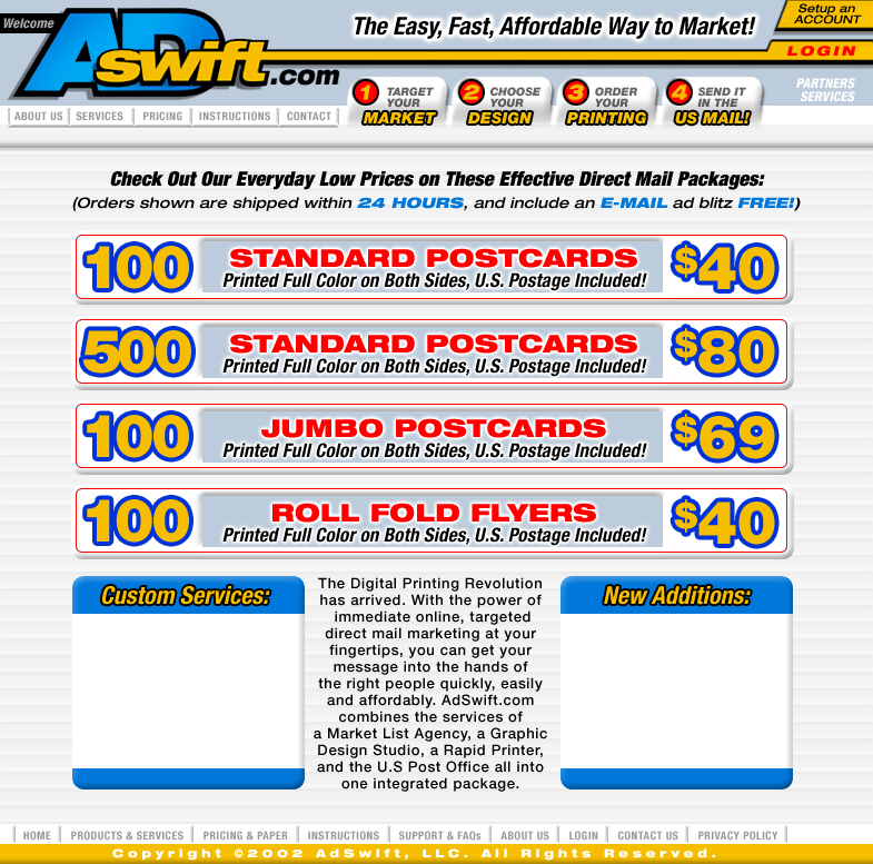 AdSwift Direct Mail Ordering Web Site