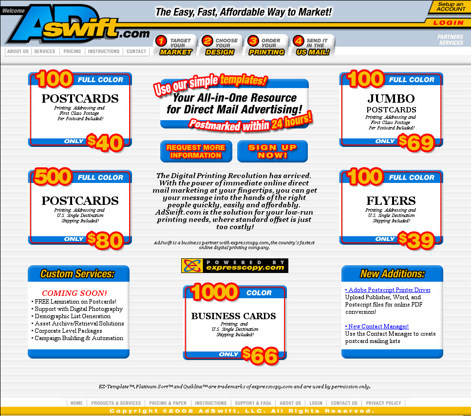 AdSwift Direct Mail Ordering Web Site