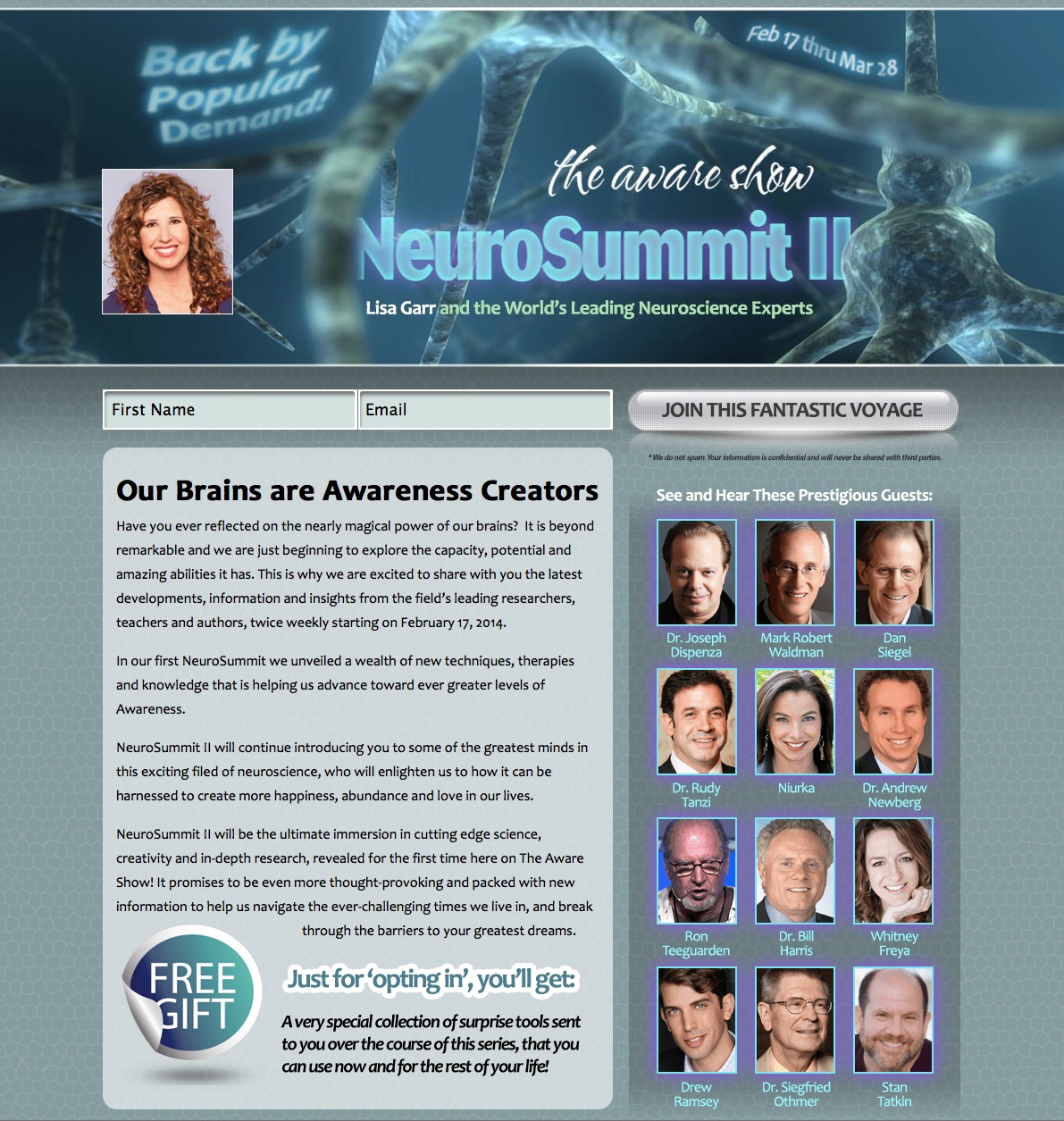 The Aware Show NeuroSummit II Squeeze Pages