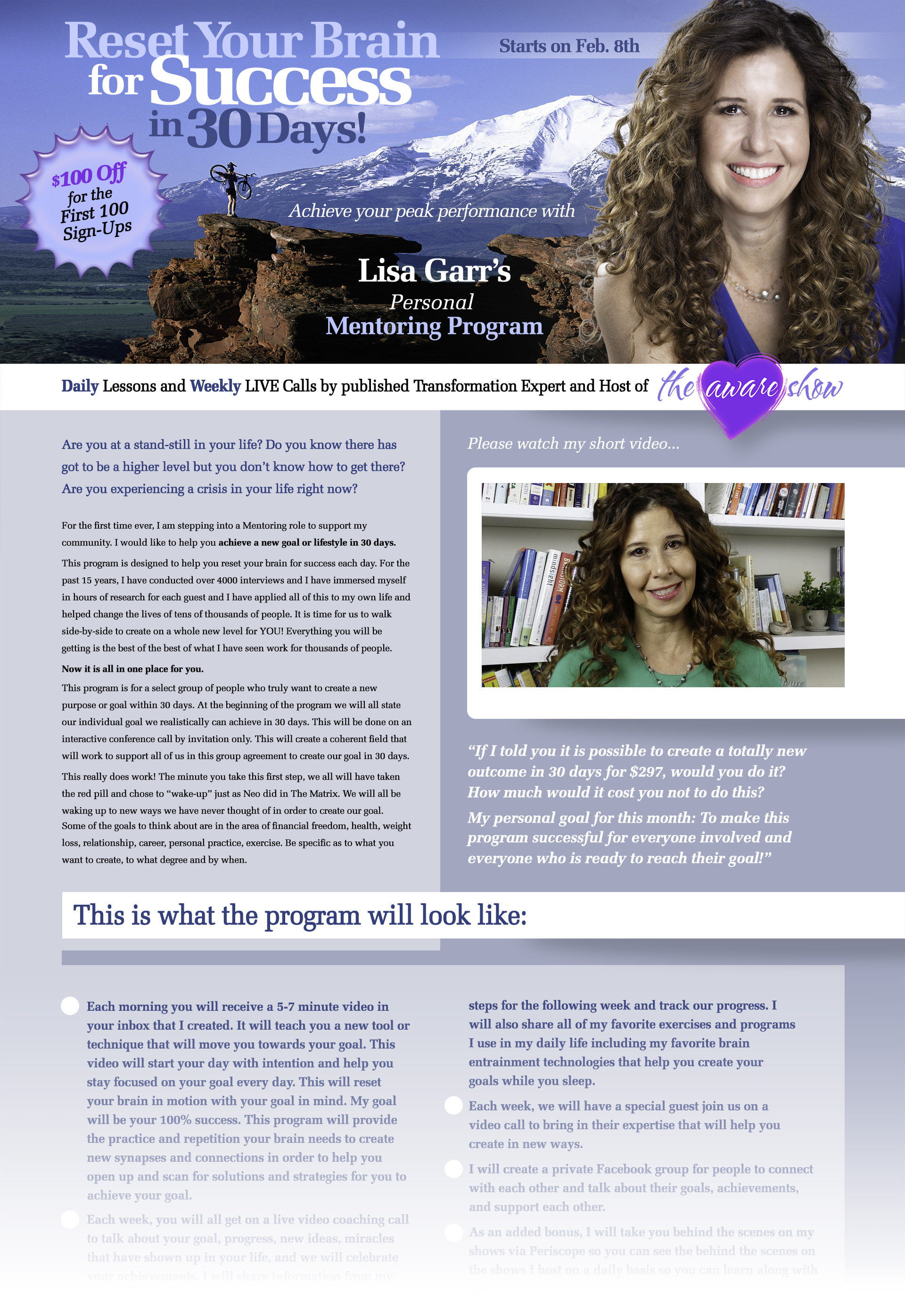 Lisa Garr Reset Your Brain for Success Landing Page