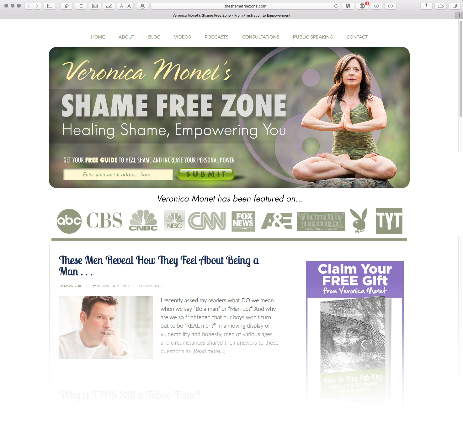 Veronica Monet Shame Free Zone Web Site Design