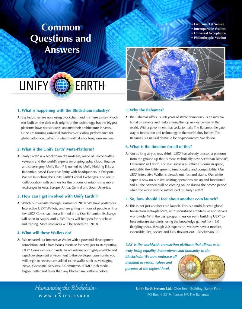 Unify Earth Sales One-Sheets