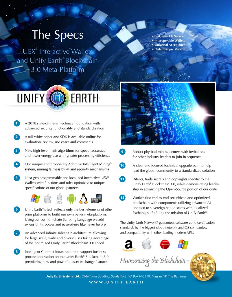 Unify Earth Sales One-Sheets